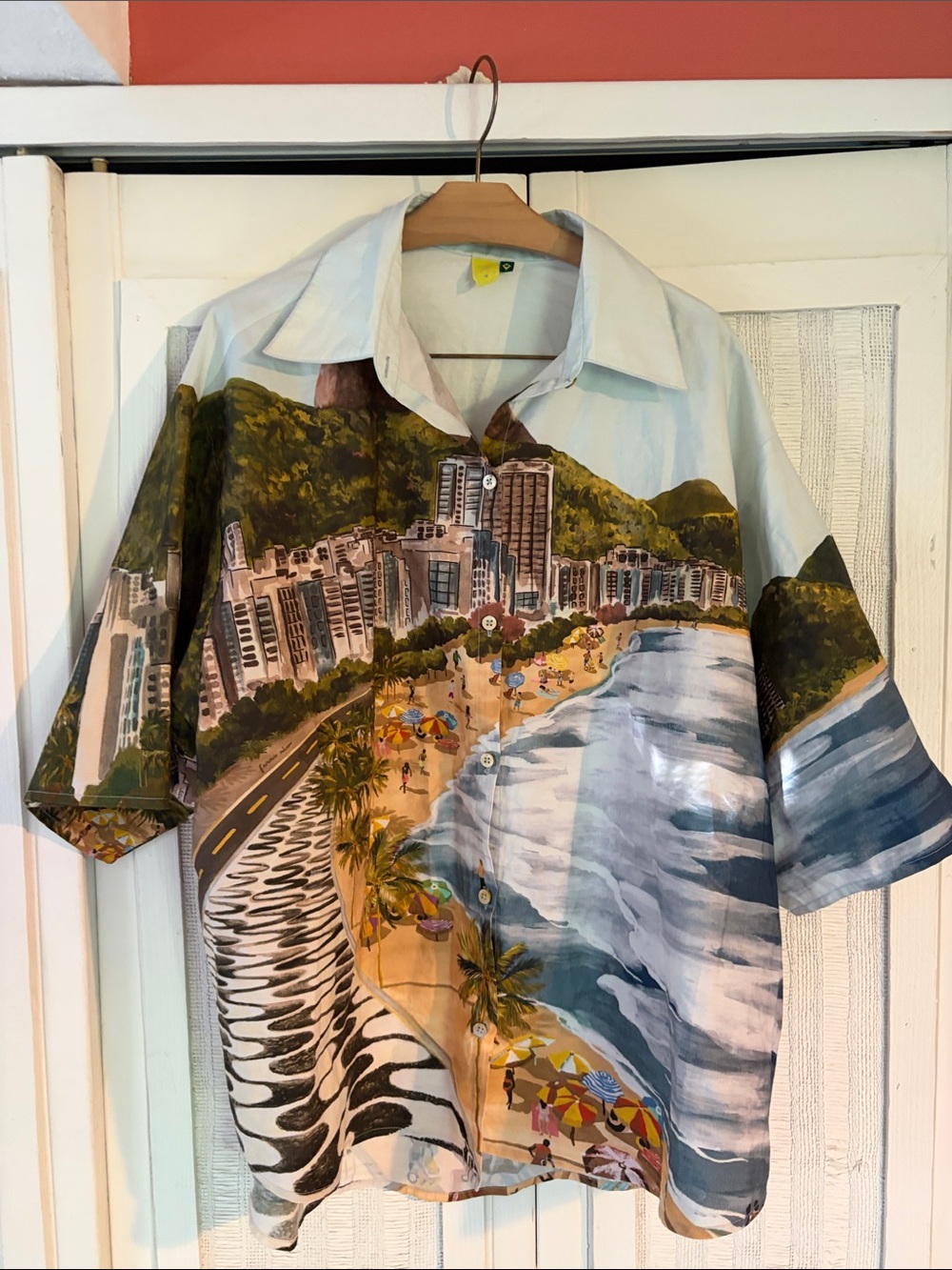 Farm Rio Copacabana Beach Multicolor Collar Neckline button up shirt size M - Picture 5 of 12